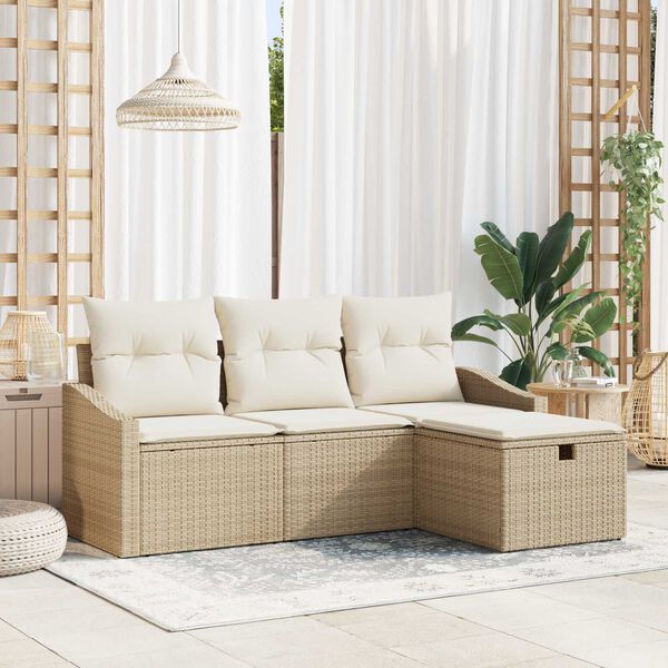 vidaXL Sofa Sæt med pude 4 pcs polyrattan