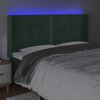 vidaXL sengegavl med LED-lys 163x16x118/128 cm fl&oslash;jl m&oslash;rkegr&oslash;n