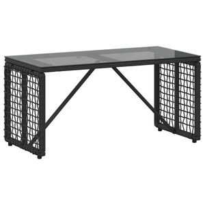 vidaXL Udend&oslash;rs Bord Sort 80 x 40 x 40 cm PE Rattan og Glas
