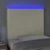 vidaXL sengegavl med LED-lys 90x5x118/128 cm kunstl&aelig;der cremefarvet