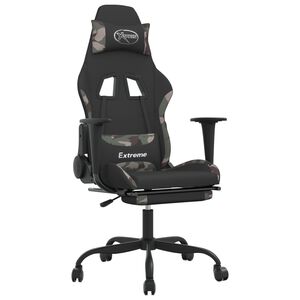 vidaXL gamingstol med fodst&oslash;tte stof sort og camouflage