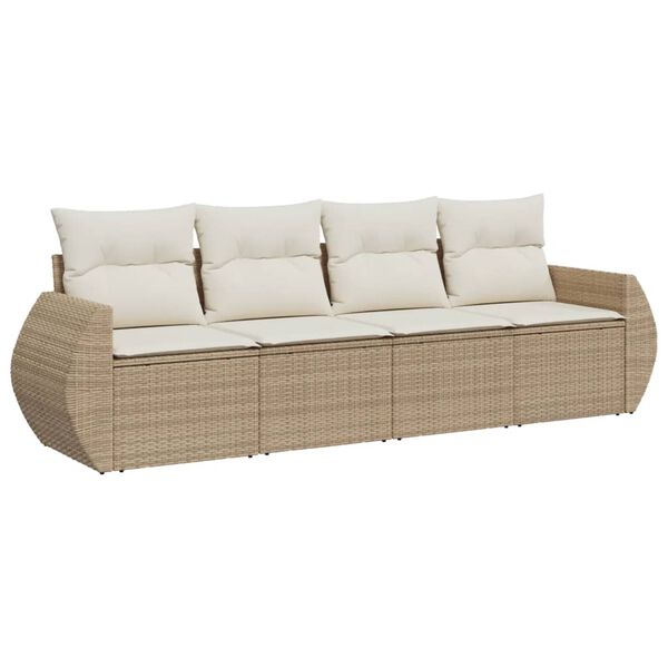vidaXL sofasæt til haven 4 dele med hynder polyrattan beige