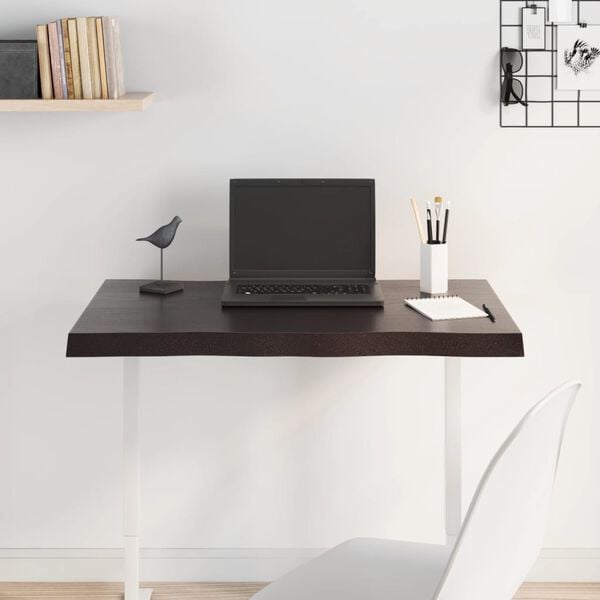 vidaXL bordplade 80x50x(2-4) cm naturlig kant behandlet træ mørkebrun