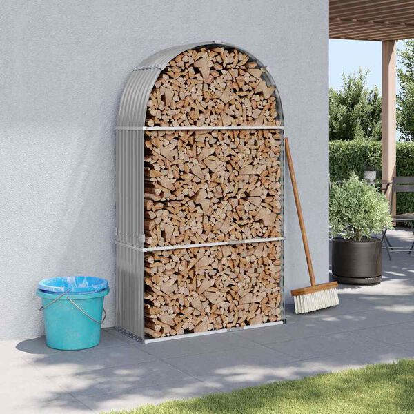 vidaXL brændestativ 120x45x210 cm galvaniseret stål lysegrå