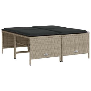 vidaXL haveskamler 4 stk. med hynder polyrattan lysegr&aring;
