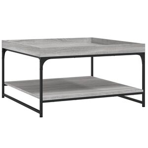 vidaXL sofabord 80x80x45 cm konstrueret tr&aelig; og jern gr&aring; sonoma-eg