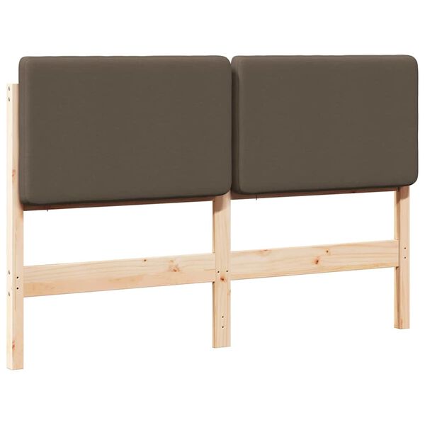 vidaXL Polstret sengegavl Brun og Taupe 140 cm Massiv fyrretr&aelig;