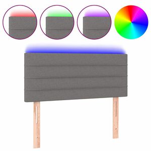 vidaXL sengegavl med LED-lys 80x5x78/88 cm stof m&oslash;rkegr&aring;
