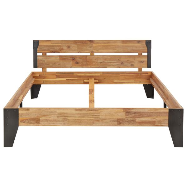 vidaXL sengestel 160x200 cm massivt akacietr&aelig; med b&oslash;rstet finish