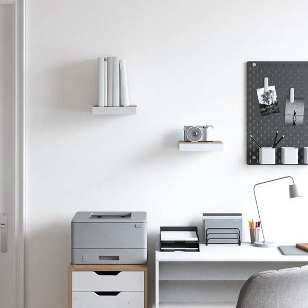 vidaXL v&aelig;ghylder 2 stk. 23x23,5x3,8 cm MDF egetr&aelig;sfarvet og hvid