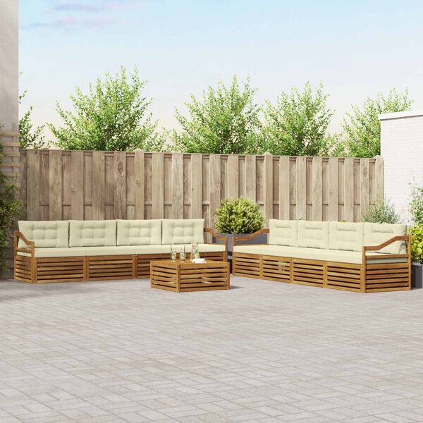 vidaXL Udend&oslash;rs sofagruppe med pude 9 pcs Naturlig og Fl&oslash;de