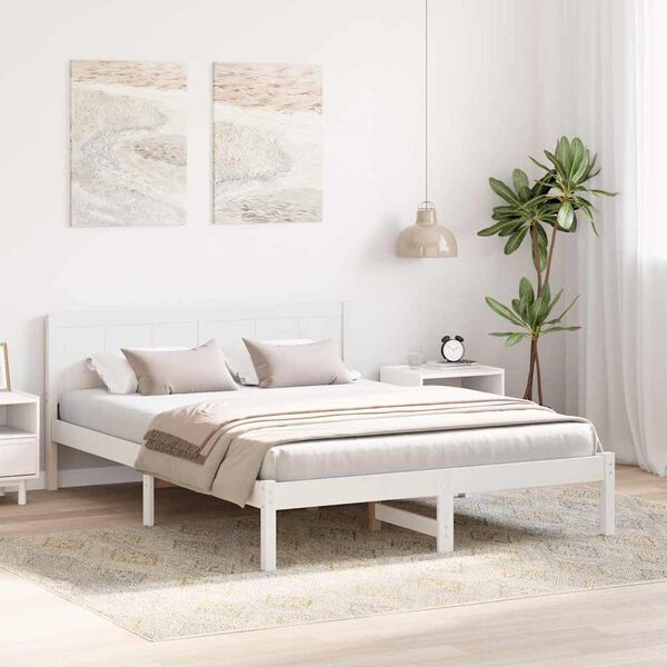 vidaXL Sengestel Hvid 150 x 200 cm Massivt fyrretr&aelig;
