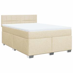 vidaXL kontinentalseng med madras 140x190 cm stof cremefarvet