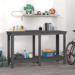 vidaXL arbejdsbord 140x50x80 cm massivt fyrretr&aelig; gr&aring;