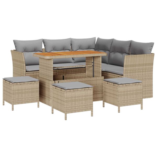 vidaXL Havesofa Sæt 9 pcs Beige polyrattan