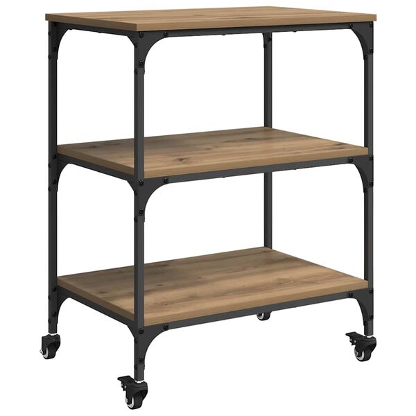 vidaXL K&oslash;kkenvogn Artisan Egetr&aelig; 60 x 41 x 76 cm Konstrueret tr&aelig;