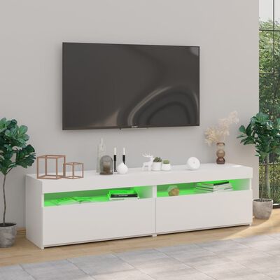 vidaXL tv-borde 2 stk. med LED-lys 75x35x40 cm hvid højglans