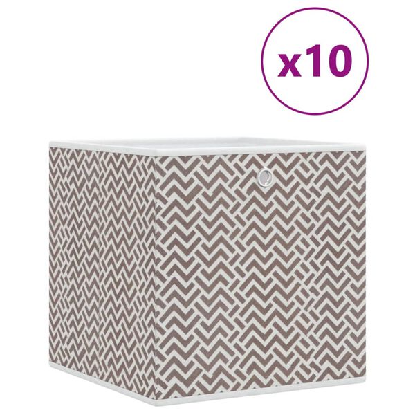 vidaXL opbevaringskasser 10 stk. 32x32x32 cm foldbare stof brun