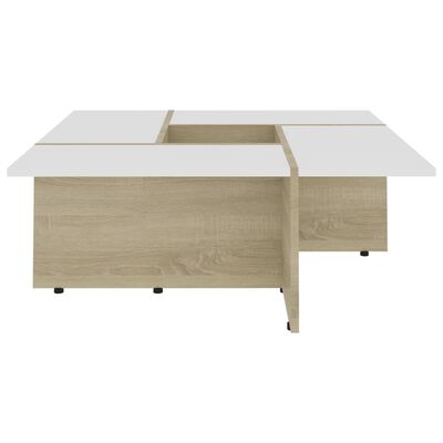 vidaXL sofabord 79,5x79,5x30 cm konstrueret træ hvid og sonoma-eg