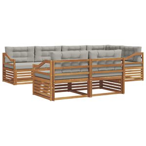 vidaXL Udend&oslash;rs sofagruppe med pude 7 pcs Naturlig og Lys Gr&aring;