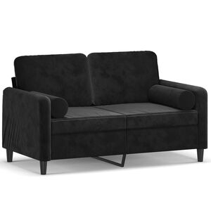 vidaXL 2-personers sofa med pyntepuder 120 cm velour sort