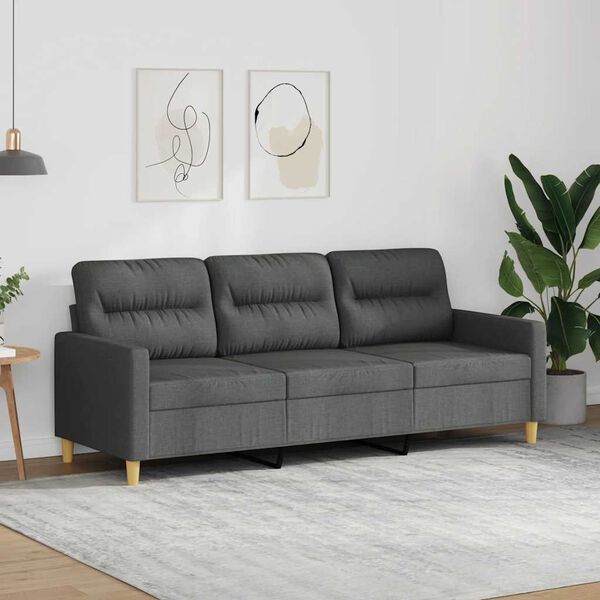 vidaXL 3-personers sofa 180 cm stof m&oslash;rkegr&aring;