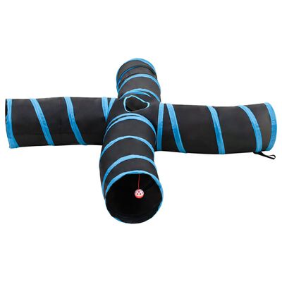 vidaXL 4-vejs kattetunnel 25 cm polyester sort og blå