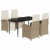vidaXL spisebordss&aelig;t til haven 5 dele med hynder polyrattan beige