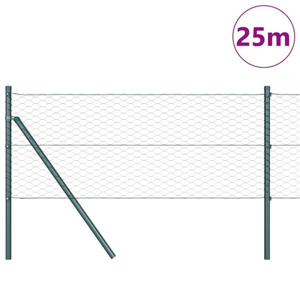 vidaXL Hegnspæl Grøn 25 x 0,6 m (36 mm mesh) Stål og PVC