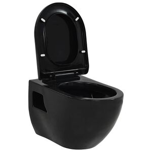 vidaXL v&aelig;gh&aelig;ngt toilet keramisk sort