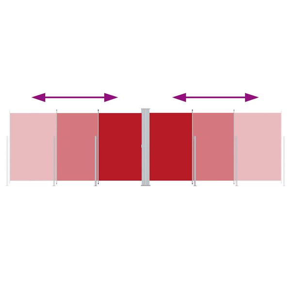 vidaXL sammenrullelig sidemarkise 200x600 cm rød