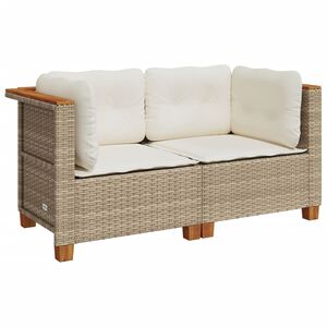 vidaXL hj&oslash;rnemoduler til havesofa 2 stk. med hynder polyrattan beige