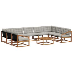 vidaXL Udend&oslash;rs sofagruppe med pude 10 pcs Naturlig og Lys Gr&aring;