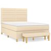 vidaXL kontinentalseng med madras 140x190 cm stof cremefarvet