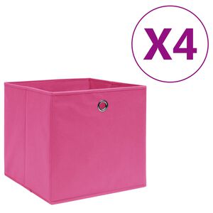 vidaXL opbevaringskasser 4 stk. ikke-v&aelig;vet stof 28x28x28 cm pink