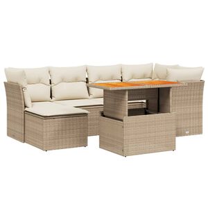 vidaXL sofas&aelig;t til haven 7 dele med hynder polyrattan beige