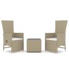 vidaXL lounges&aelig;t til haven 3 dele polyrattan og st&aring;l beige