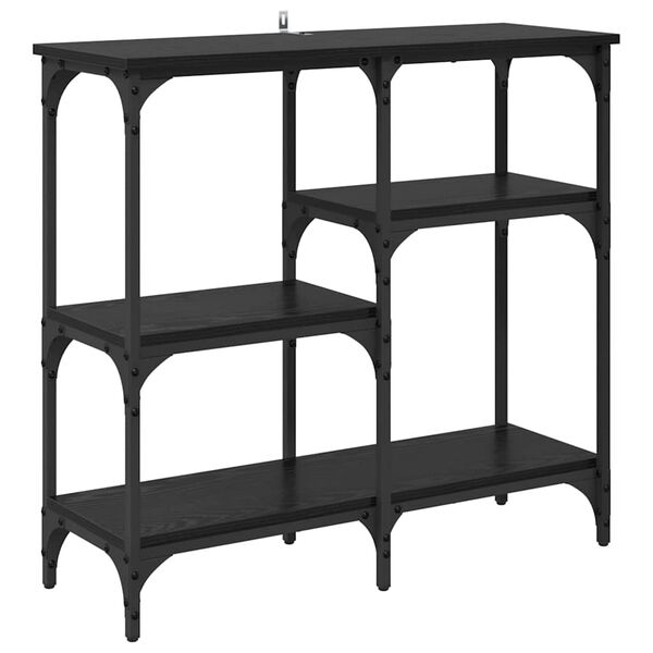 vidaXL Konsolbord med hylde Sort eg 80 x 29 x 75 cm Konstrueret tr&aelig;