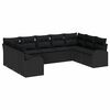 vidaXL Sofa S&aelig;t med pude Sort Poly Rattan