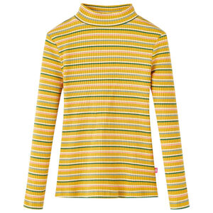 Lang&aelig;rmet T-shirt til b&oslash;rn str. 104 mock-rullekrave okkerfarve