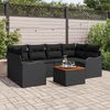 vidaXL Havesofa Sæt 7 pcs Sort Poly rattan
