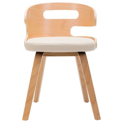 vidaXL spisebordsstole 2 stk. bøjet træ og kunstlæder cremefarvet