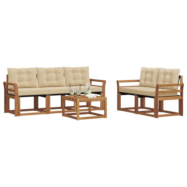 vidaXL Udend&oslash;rs sofagruppe med pude 6 pcs Naturlig og Beige