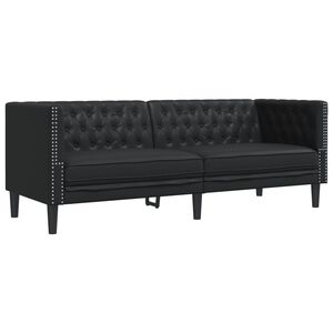 vidaXL 3-personers Chesterfield-sofa kunstl&aelig;der sort