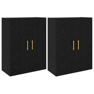 vidaXL V&aelig;gmonteret skab V&aelig;gmonteret 2 pcs Sort eg 69,5 x 34 x 90 cm