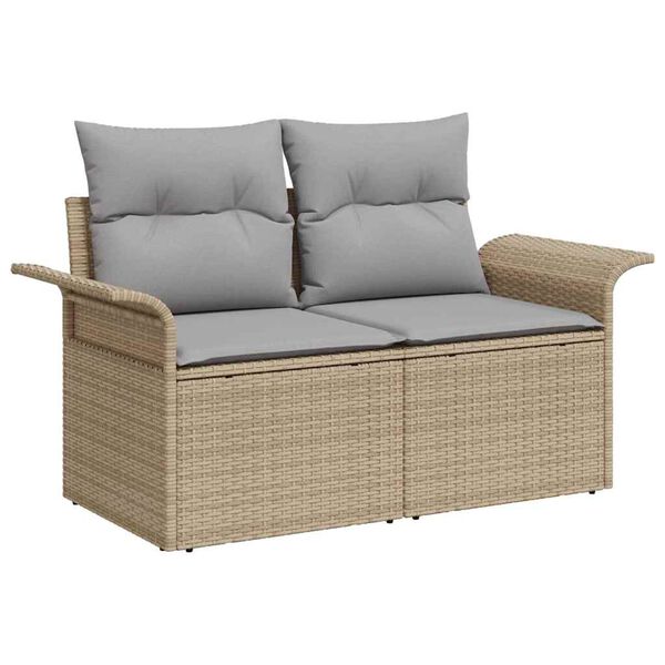 vidaXL Havesofa S&aelig;t med pude 6 pcs Beige polyrattan