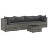 vidaXL lounges&aelig;t til haven 5 dele med hynder polyrattan gr&aring;