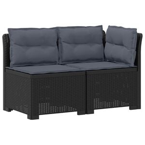 vidaXL 2-personers Havem&oslash;belsofa med Pudefyld Rattan Look PP Antracit