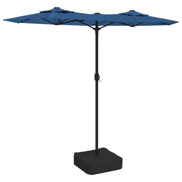 vidaXL parasol m. dobbelt parasoldug 316x145 cm azurblå