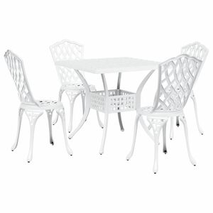 vidaXL Havebord s&aelig;t 5 pcs Hvid Gustt aluminium